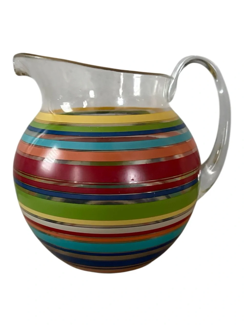 Pottery Barn Rainbow Striped Acrylic Pitcher